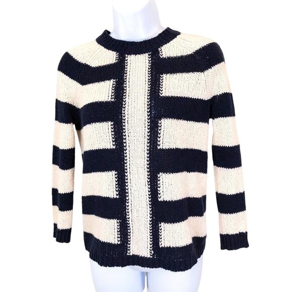 J. Crew Sweaters - J Crew Navy Blue Cream Cable Knit Shrug Sweater, XXS